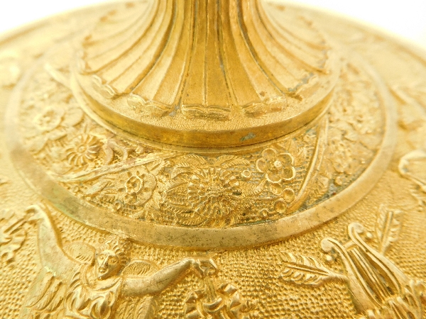 Pair of very tall Empire ormolu candlesticks - early 19th century circa 1820