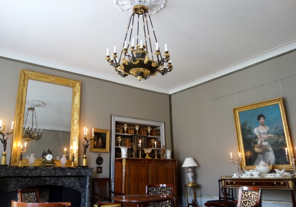 Large Empire antique style patinated bronze and ormolu chandelier - 19th century circa 1830