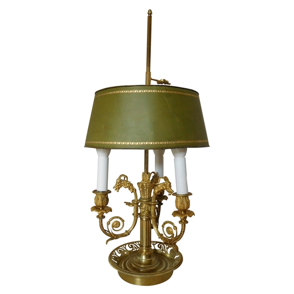 Lampe Bouillotte En Bronze Ciselé Et Doré De Style Louis XVI Modèle Aux Chèvres