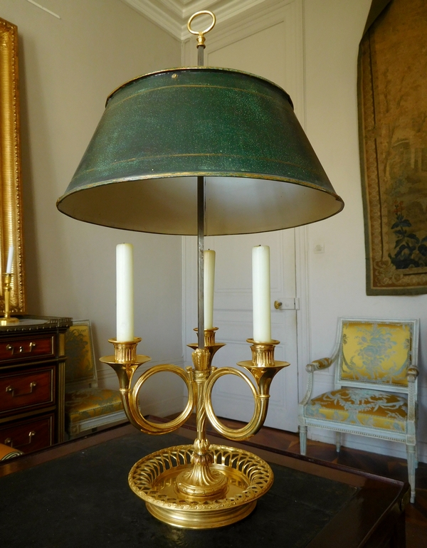 Lampe bouillotte d'époque Louis XVI - Directoire en bronze doré au mercure, XVIIIe siècle