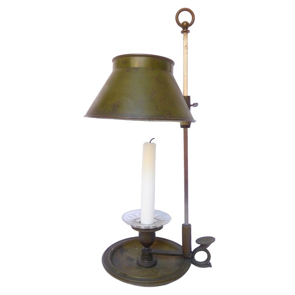 Lampe bouillotte de chevet en bronze patiné d'époque Restauration