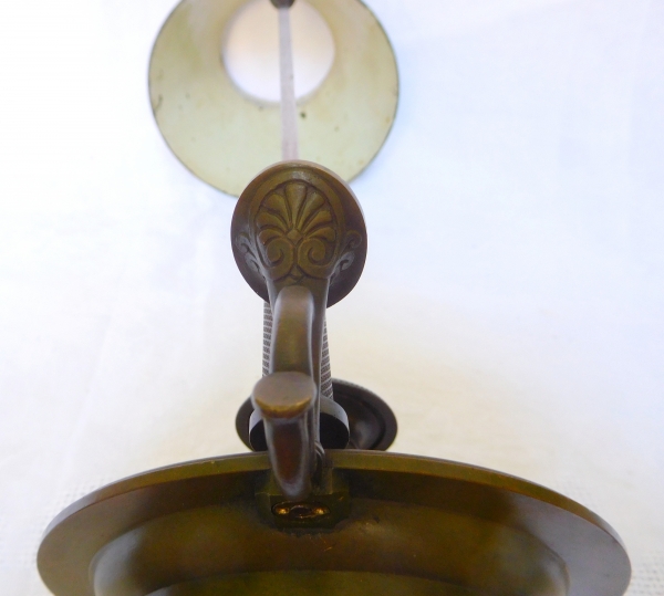 Patinated bronze lamp for a bedside table, 19th century