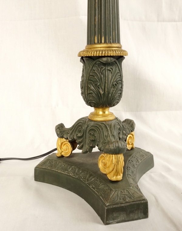 Tall Empire ormolu & patinated bronze lamp - 19th century - 50cm