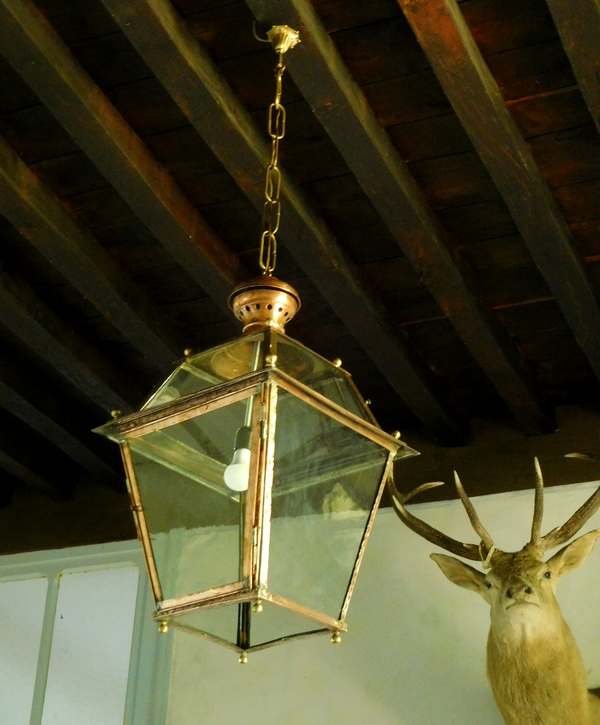 Tall copper and brass lantern for a castle, 18th century