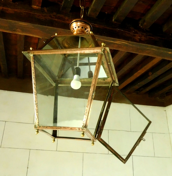 Tall copper and brass lantern for a castle, 18th century