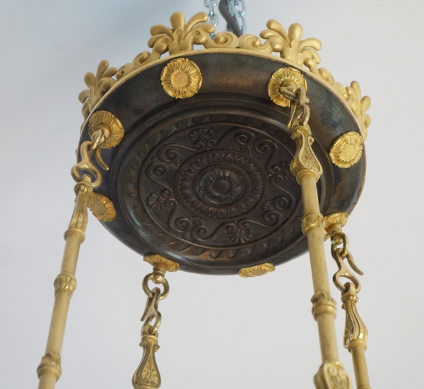 Empire ormolu and patinated bronze 8-lights chandelier, early 19th century