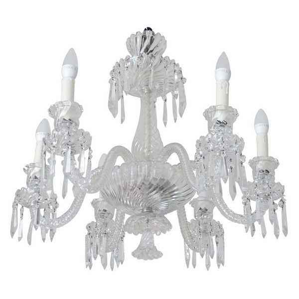 Baccarat cut crystal chandelier, 6 lights - signed