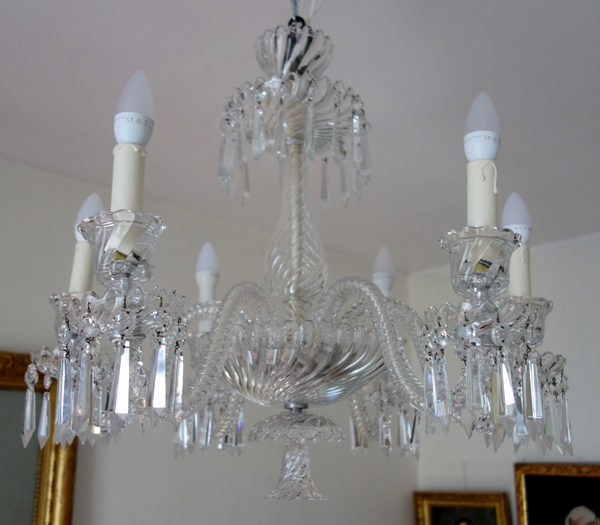 Baccarat cut crystal chandelier, 6 lights - signed