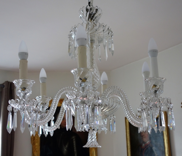 Baccarat cut crystal chandelier, 6 lights - signed