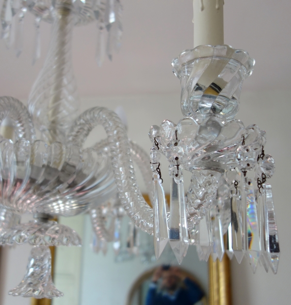 Lustre en cristal de Baccarat taillé à 6 feux - signé