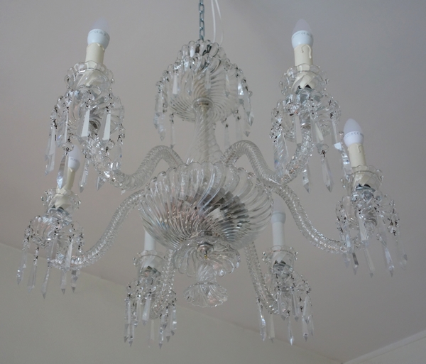 Baccarat cut crystal chandelier, 6 lights - signed