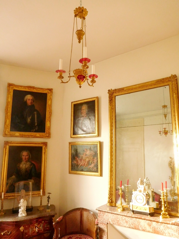 Ormolu and red crystal chandelier - church lamp, 19th century