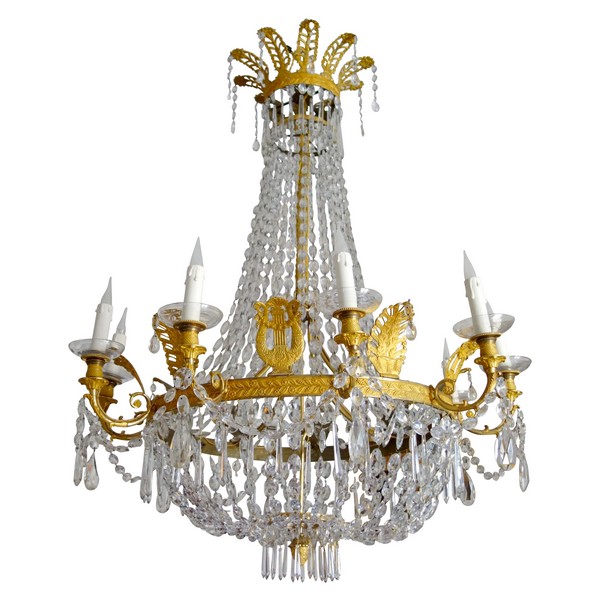 Large Empire crystal & ormolu chandelier, early 19th century circa 1810-1820