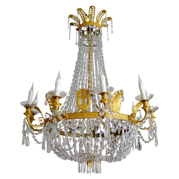 Large Empire crystal & ormolu chandelier, early 19th century circa 1810-1820