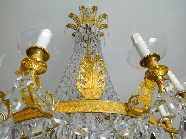 Large Empire crystal & ormolu chandelier, early 19th century circa 1810-1820