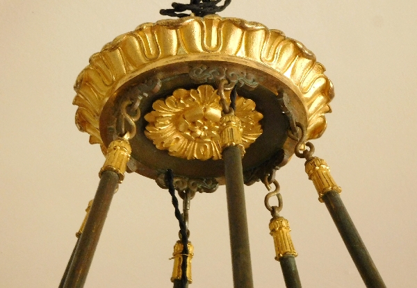 Large Empire chandelier, ormolu and patinated bronze - 12 lights - France circa 1820