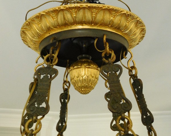 Large Empire chandelier, ormolu and patinated bronze - 12 lights - France circa 1810