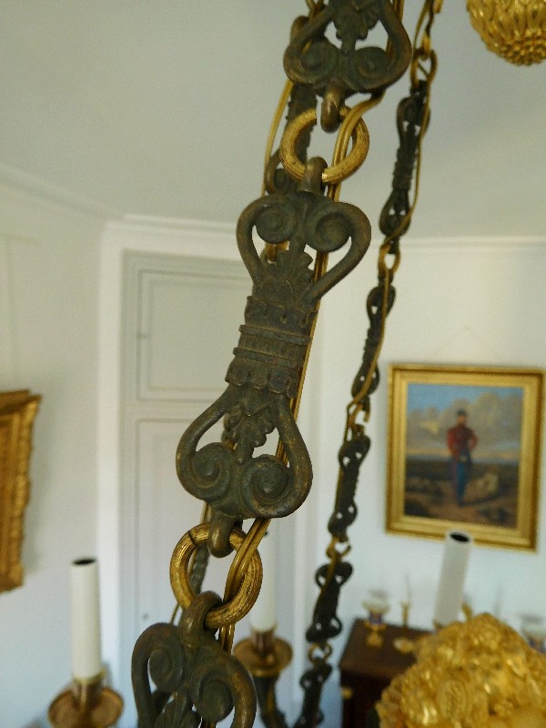 Large Empire chandelier, ormolu and patinated bronze - 12 lights - France circa 1810