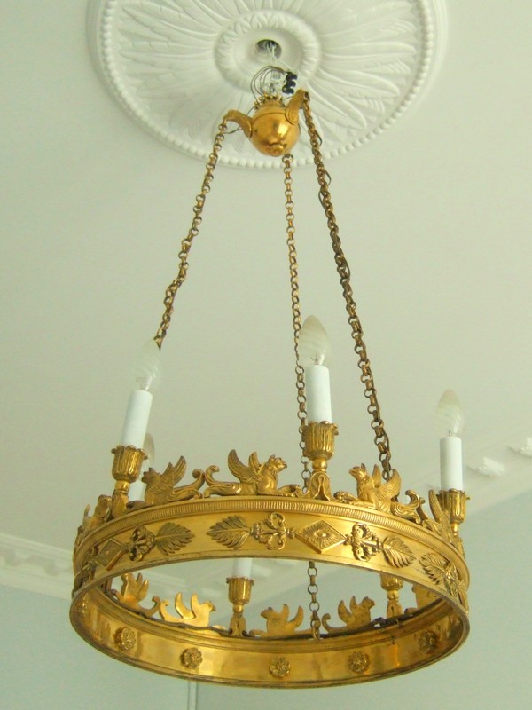 Ormolu Empire chandelier, crown of count