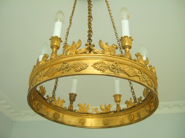 Ormolu Empire chandelier, crown of count