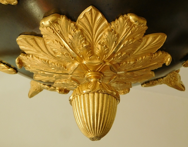 Lustre Empire aux aigles en bronze patiné et doré au mercure, époque début XIXe - 10 feux
