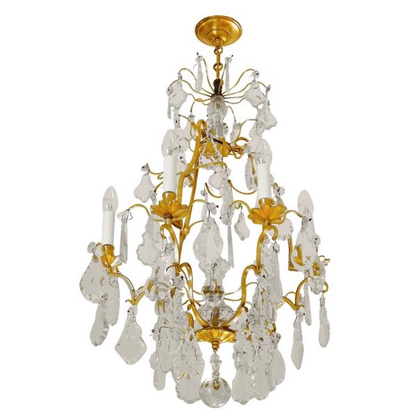 Baccarat Louis XV style chandelier, 6 lights, cut crystal pendants