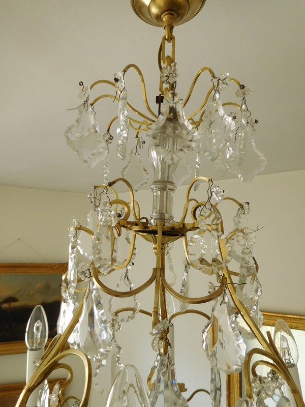 Baccarat Louis XV style chandelier, 6 lights, cut crystal pendants