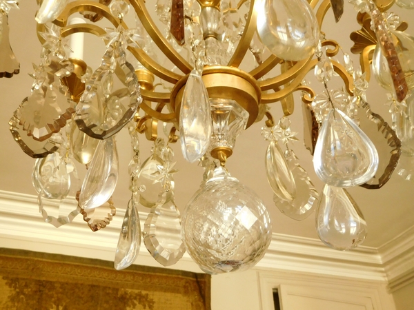 Large Louis XV style ormolu & cristal chandelier, 12 lights, Maison Bagues