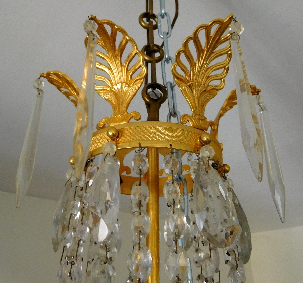 Empire crystal & ormolu chandelier, 6 lights, 19th century circa 1820