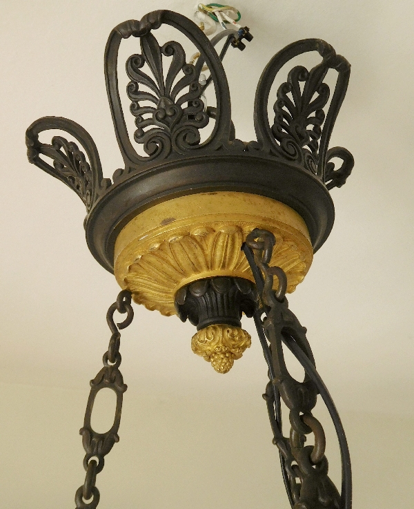 Large Empire chandelier, ormolu & patinated bronze - 9 lights - France circa 1820-1830