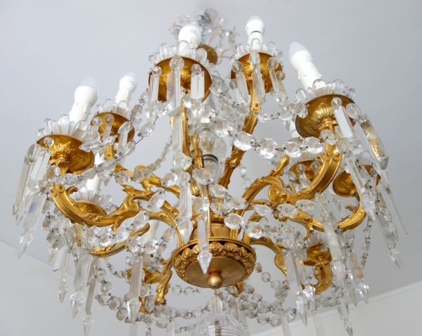 Lustre à 10 feux en cristal de Baccarat et bronze doré à l'or fin - époque fin XIXe siècle