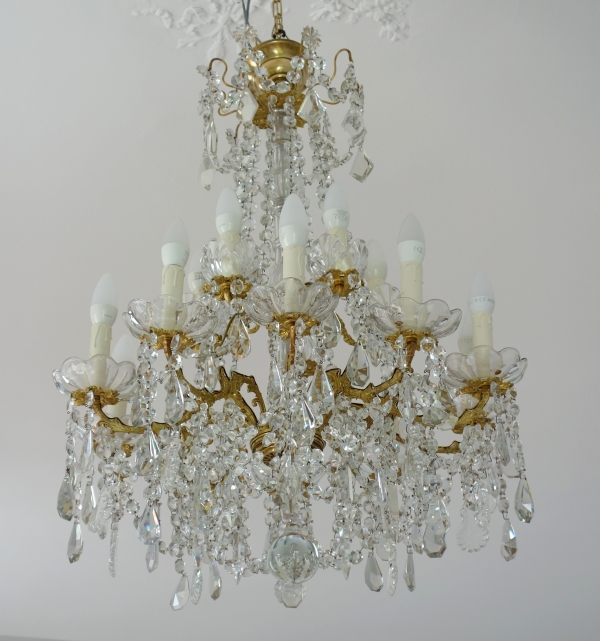 Louis XVI style Baccarat crystal and ormolu chandelier, 16 lights