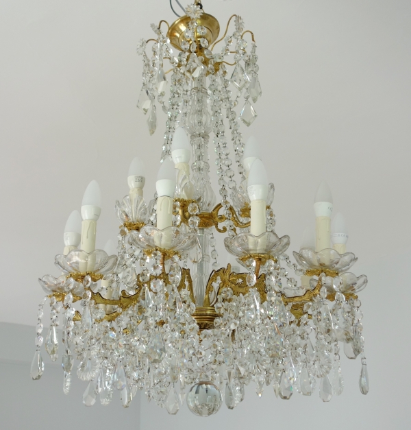 Louis XVI style Baccarat crystal and ormolu chandelier, 16 lights