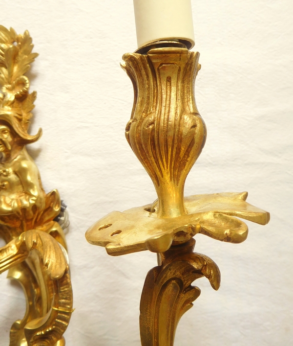 Pair of ormolu Louis XV style wall light