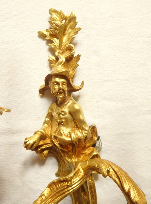 Pair of ormolu Louis XV style wall light