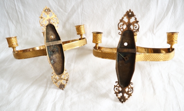 Pair of Empire ormolu wall lights, early 19th century