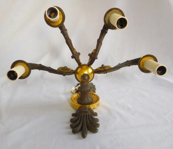 Pair of Empire style ormolu and patinated bronze wall lights, 19th century production