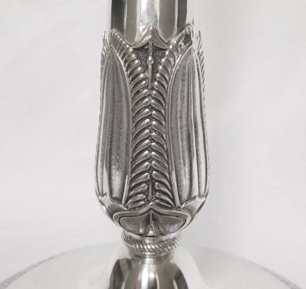 Pair of Empire sterling silver candlesticks, early 19th century