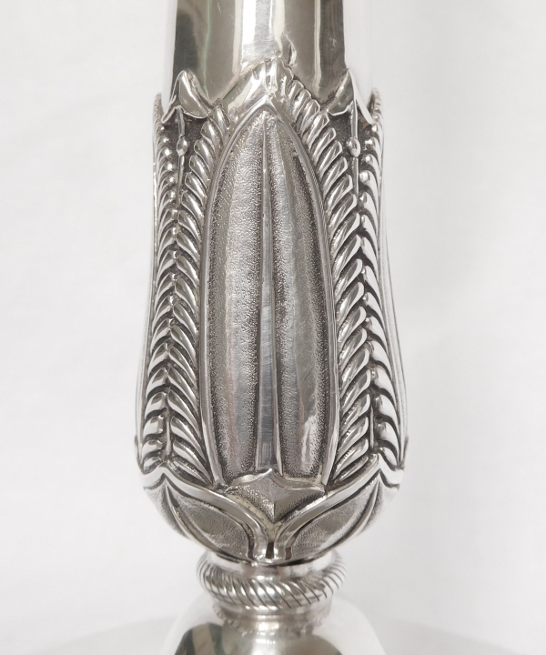 Pair of Empire sterling silver candlesticks, early 19th century