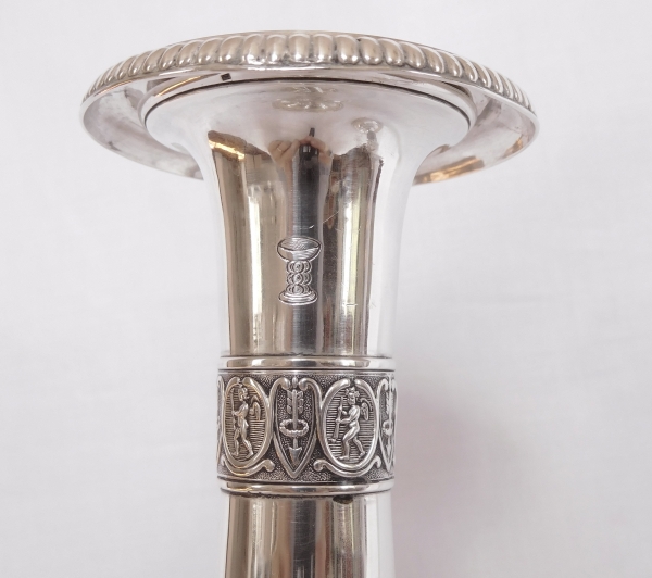 Pair of Empire sterling silver candlesticks, early 19th century - Sweden