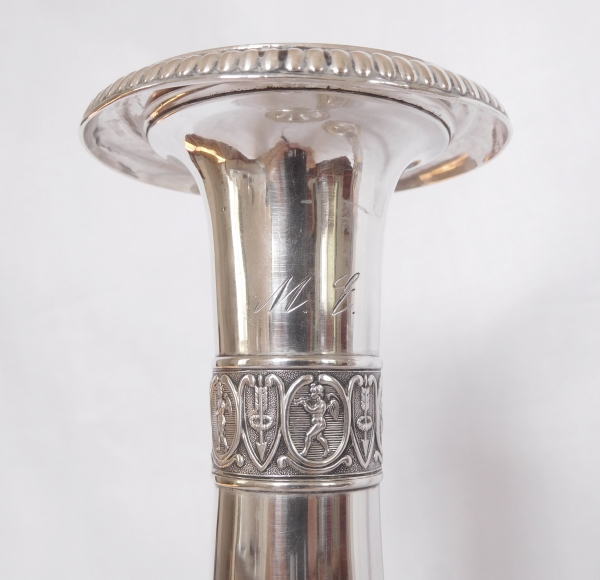 Pair of Empire sterling silver candlesticks, early 19th century - Sweden