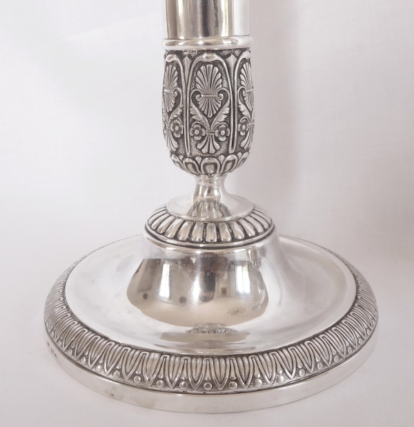 Pair of Empire sterling silver candlesticks, early 19th century - Sweden