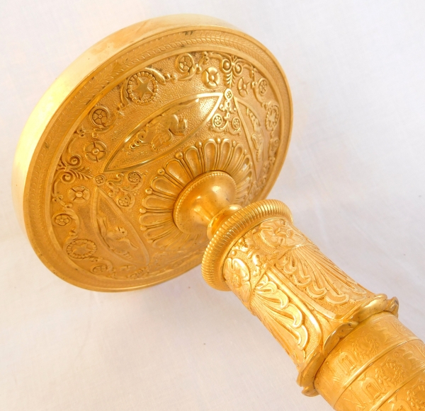 Pair of Empire ormolu candlesticks, early 19th century