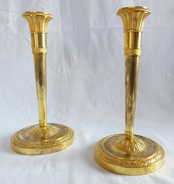Pair of Empire ormolu candlsticks, early 19th century circa 1810