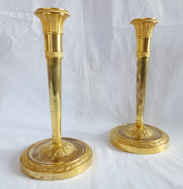 Pair of Empire ormolu candlsticks, early 19th century circa 1810