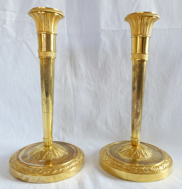 Pair of Empire ormolu candlsticks, early 19th century circa 1810