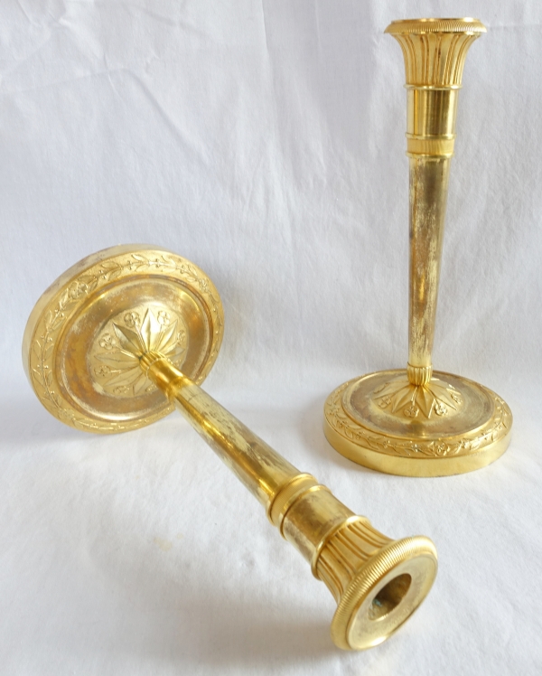 Pair of Empire ormolu candlsticks, early 19th century circa 1810