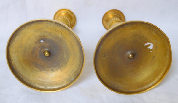 Pair of Empire ormolu bronze candlesticks attributed to Ravrio, early 19th century