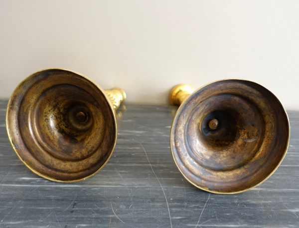 Pair of Louis XVI ormolu candlesticks, mercury gilt, 18th century circa 1780