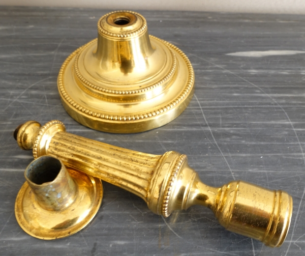 Pair of Louis XVI ormolu candlesticks, mercury gilt, 18th century circa 1780
